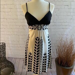 Three Pink Hearts Black and White Spaghetti Strap Dress S